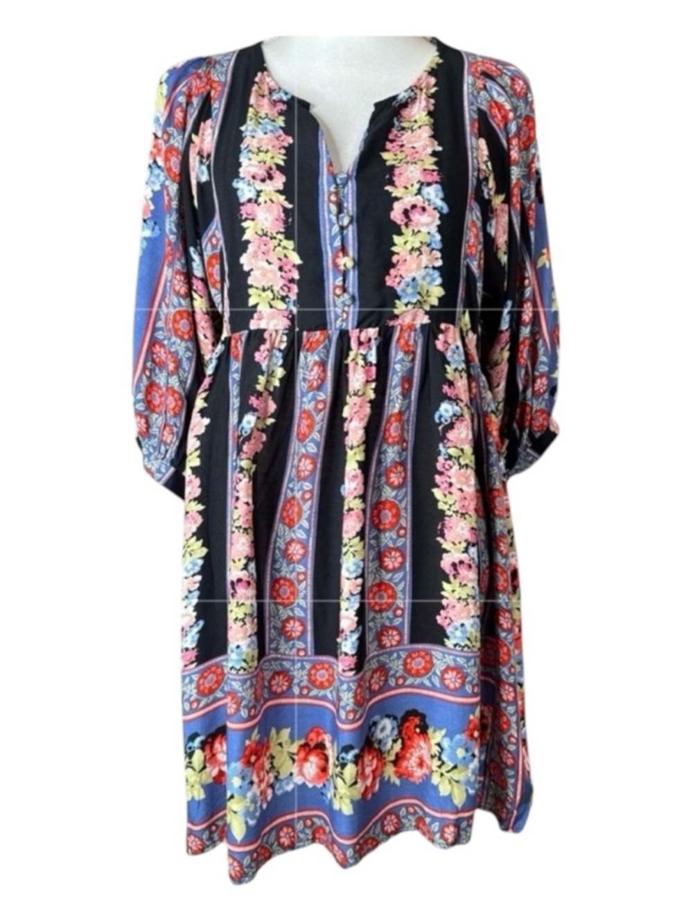 UMGEE Floral Mini Dress, Long Sleeve, Size S.